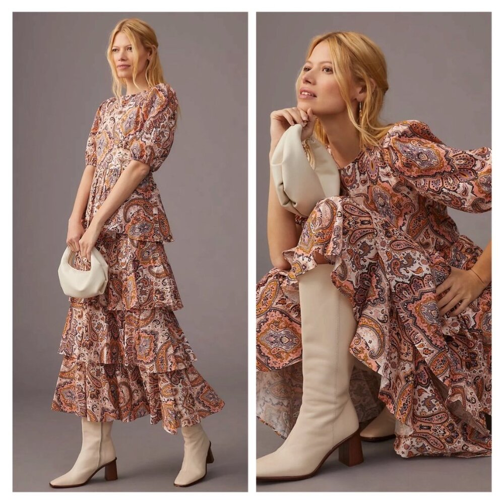 Anthropologie Kachel Tiered Maxi Dress Small